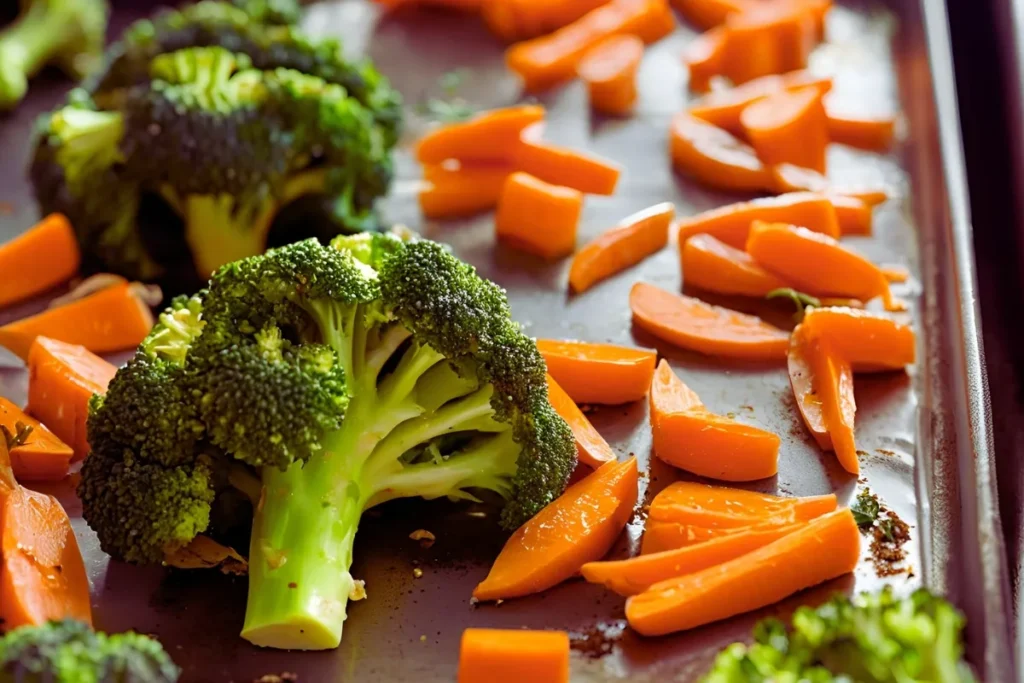 Roasting Broccoli and Carrots in Oven