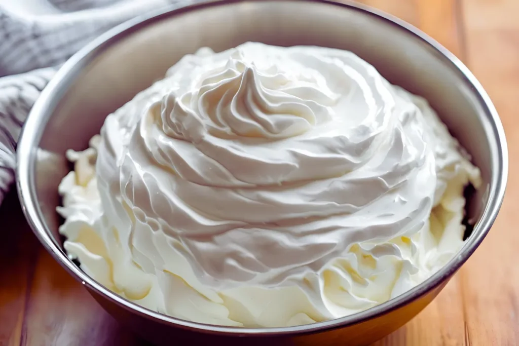 Glossy Whipped Frosting in Bowl