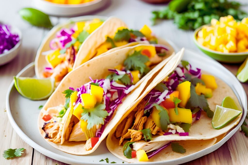 Hawaiian Chicken Tacos with Mango Salsa