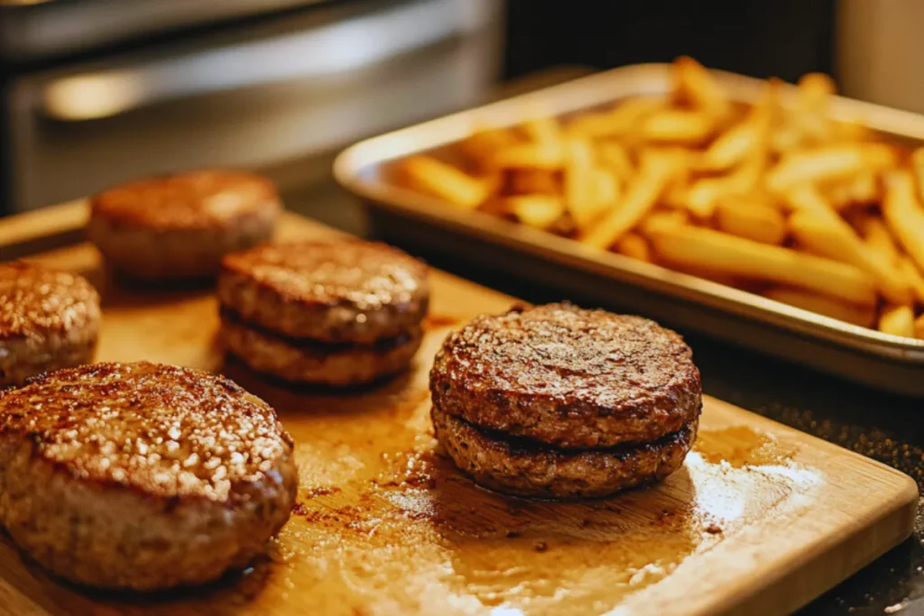 Homemade burgers and fries