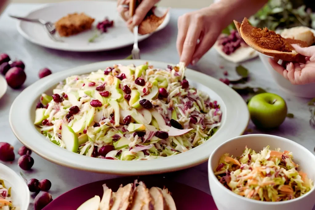 Serving Apple Cranberry Coleslaw at a gathering