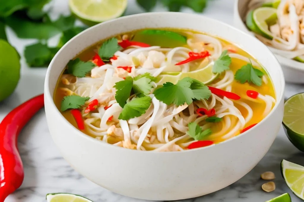 Thai chicken noodle soup variation