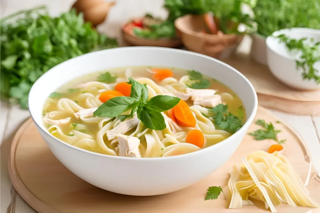 Chicken noodle soup recipe bowl