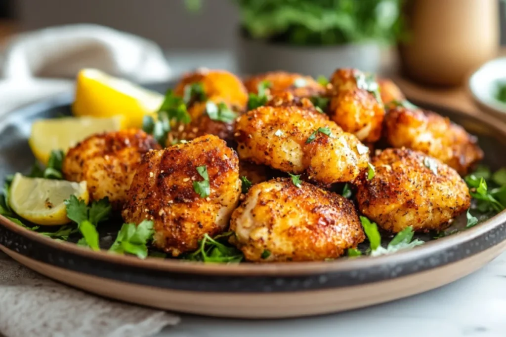 Air fryer chicken cutlets on plate