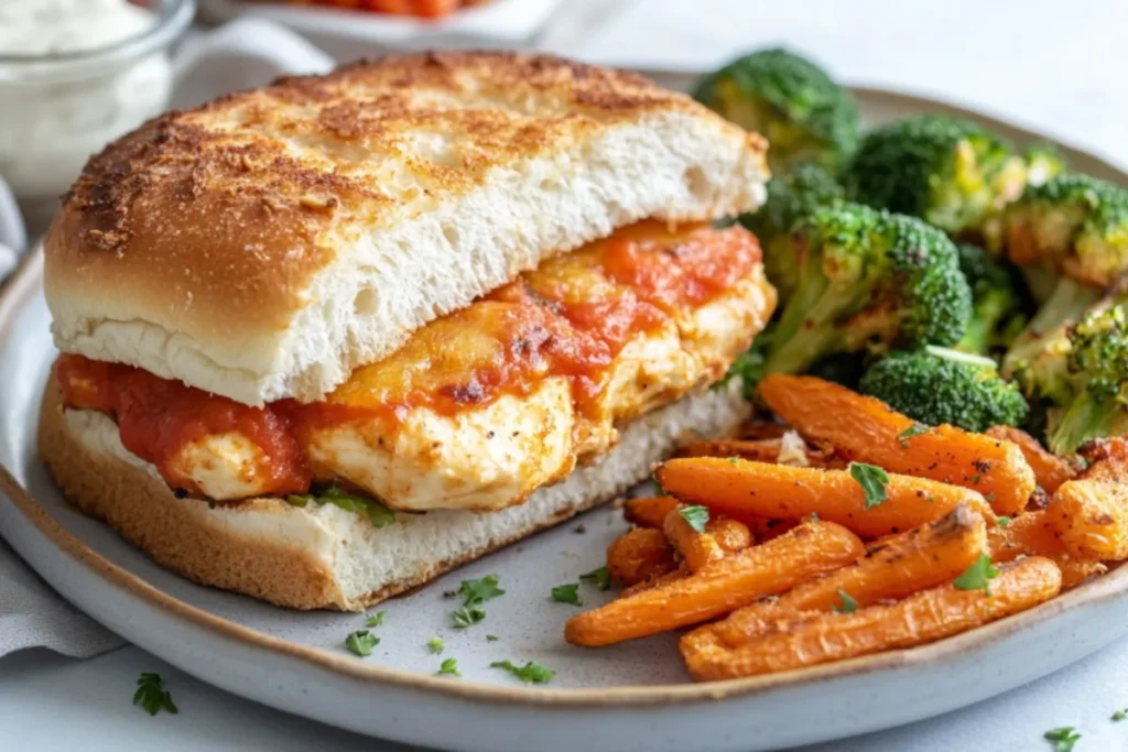 Chicken Parm Sandwich with Side Veggies