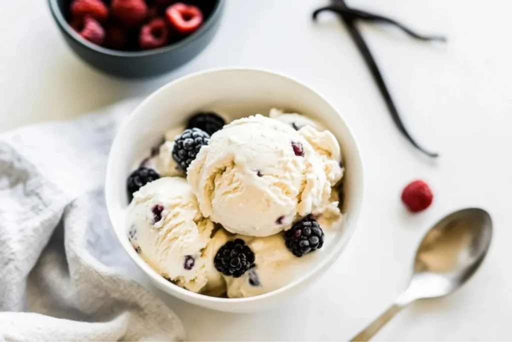 Ingredients for homemade cottage cheese ice cream.