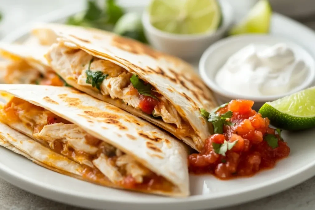 Chicken quesadilla on a plate