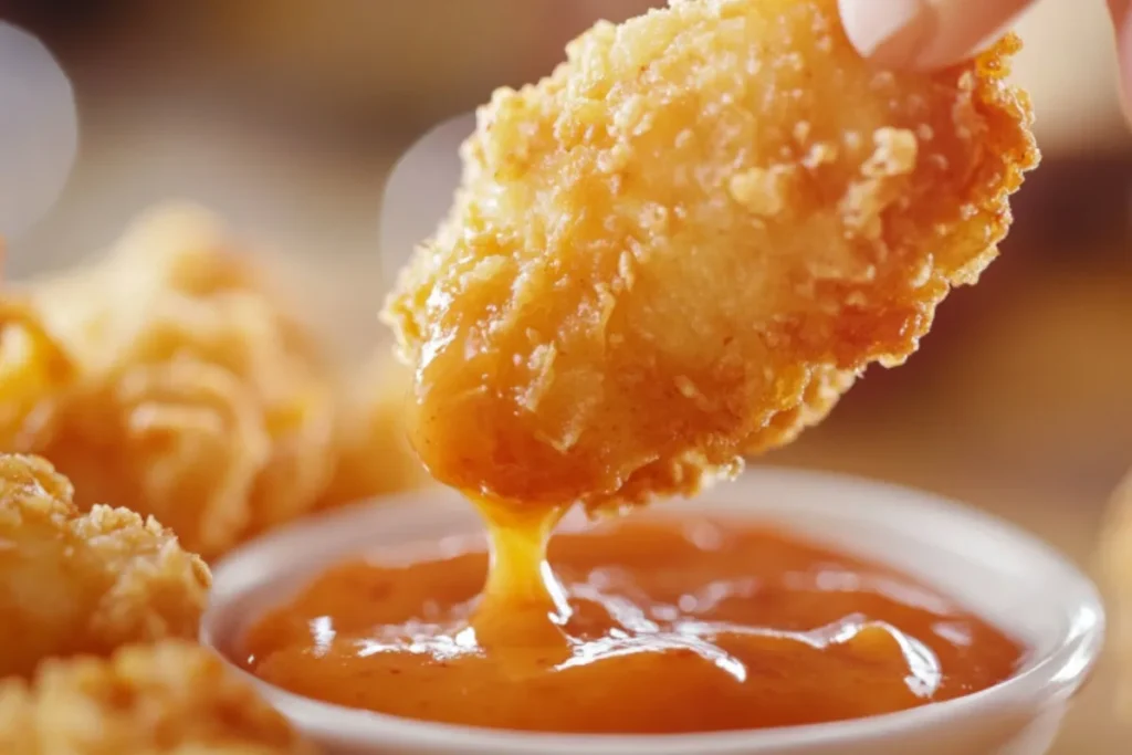 Dipping homemade chicken nuggets