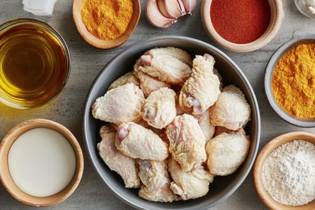 Ingredients for fried chicken