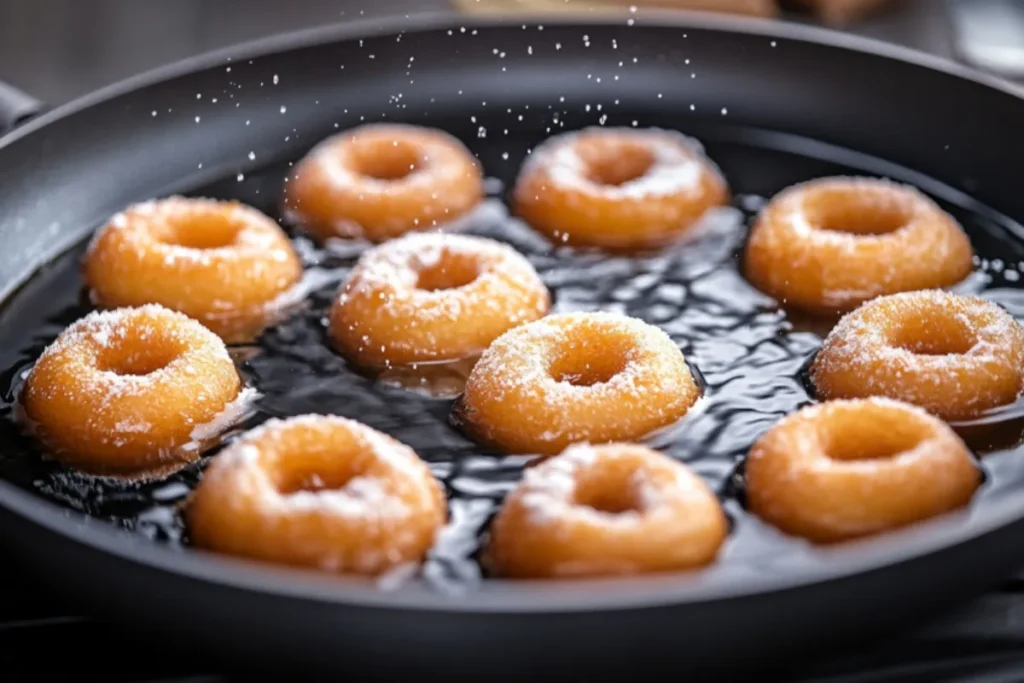 Frying Bavarian Cream Donuts