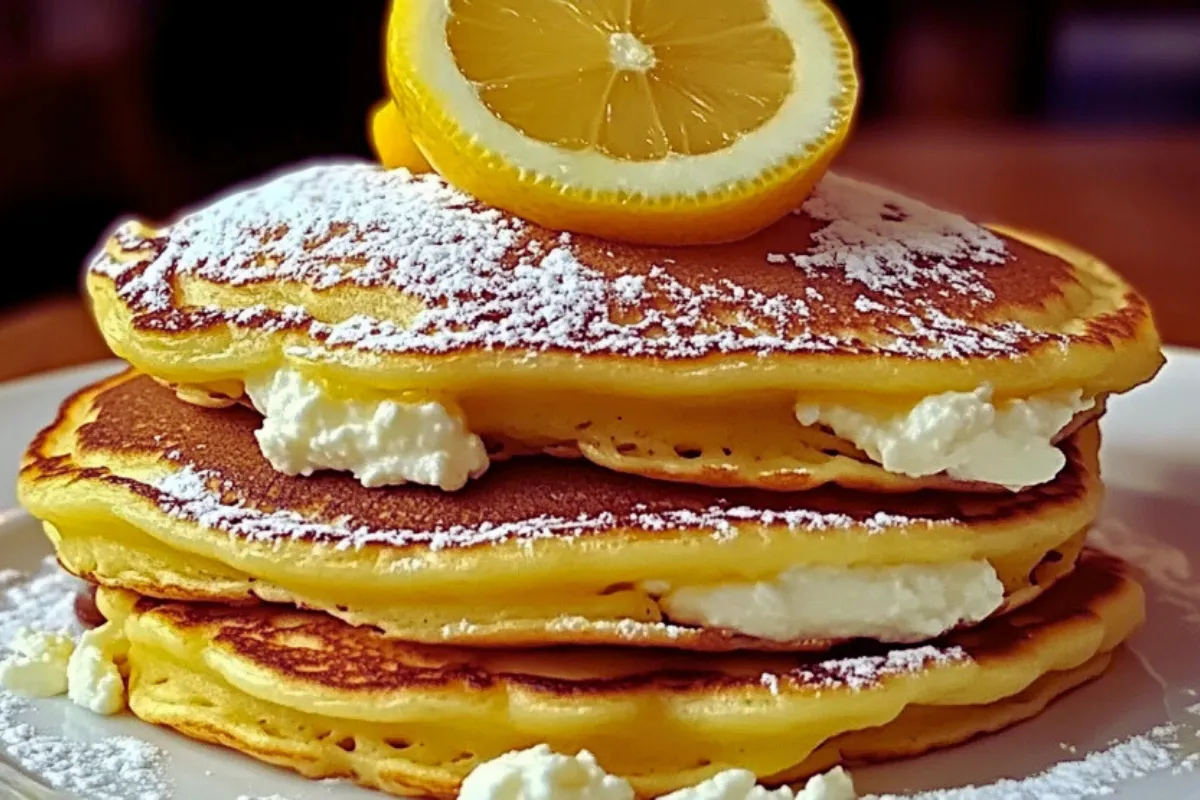 Fluffy Lemon Ricotta Pancakes with Syrup