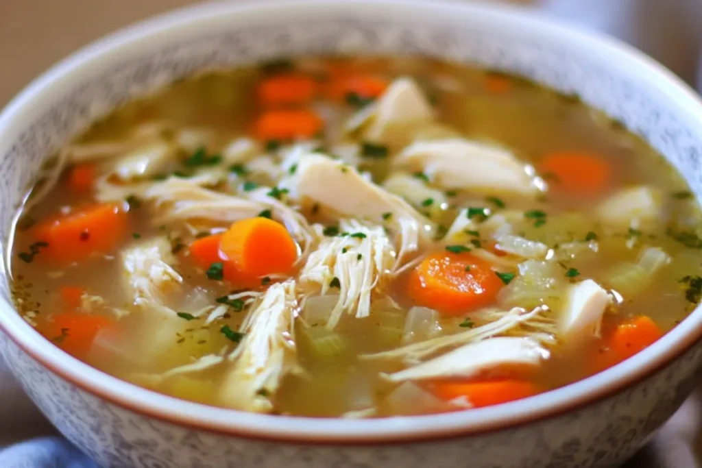 Hearty soup with leftover rotisserie chicken