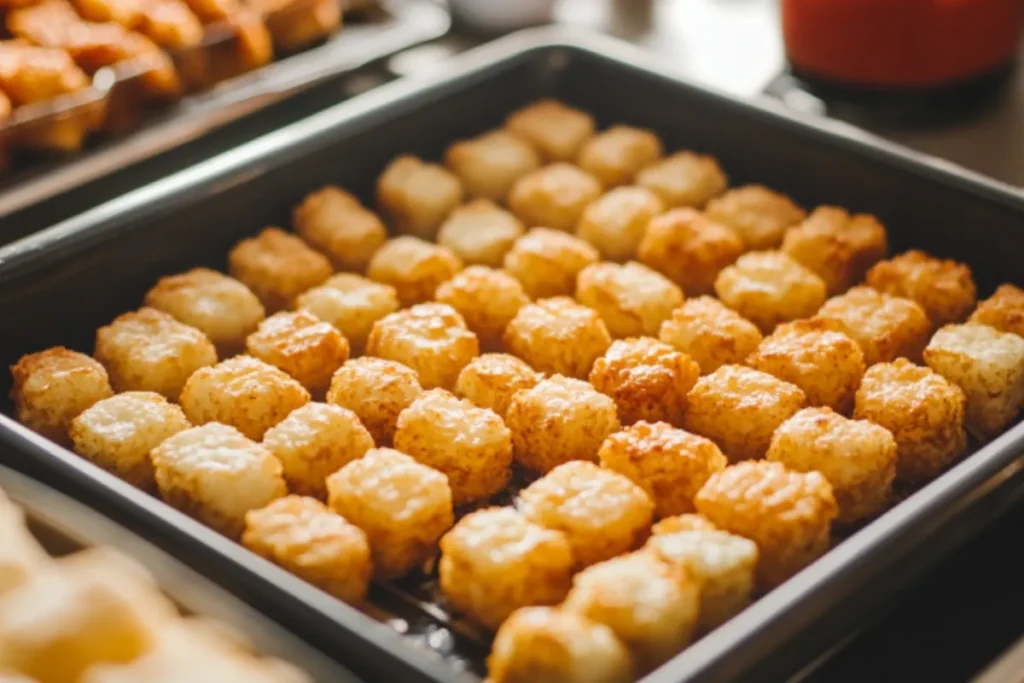 Layering Tater Tots for Casserole