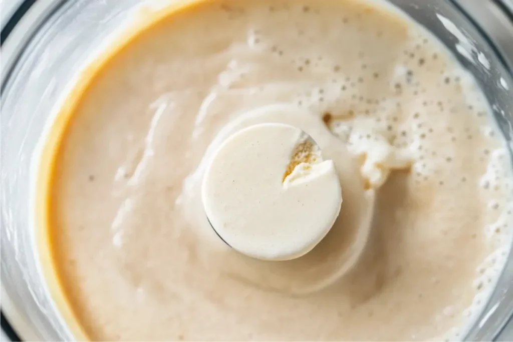 Blending cottage cheese ice cream mixture in a blender.