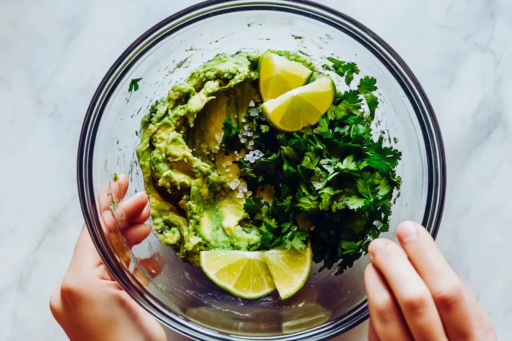 Mixing ingredients for guacamole