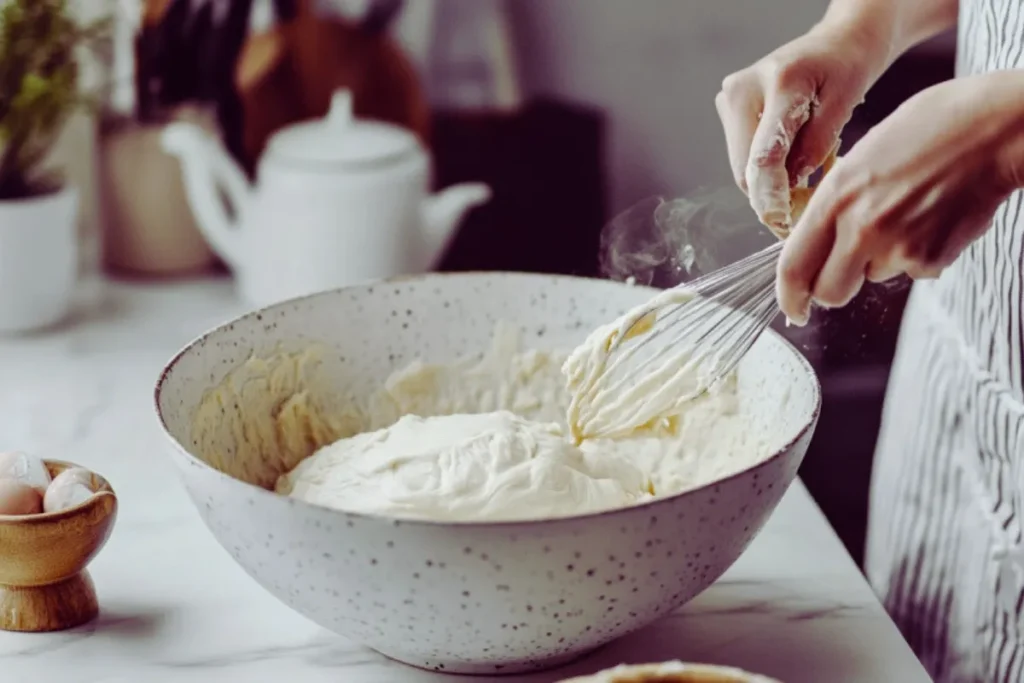 Mixing Butter Swim Biscuits Dough