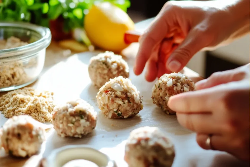 Shaping Sweet and Sour Meatballs