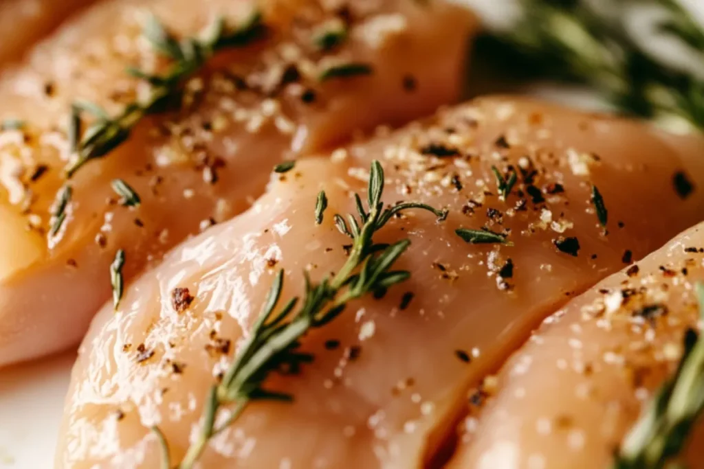 Raw chicken breast for nuggets