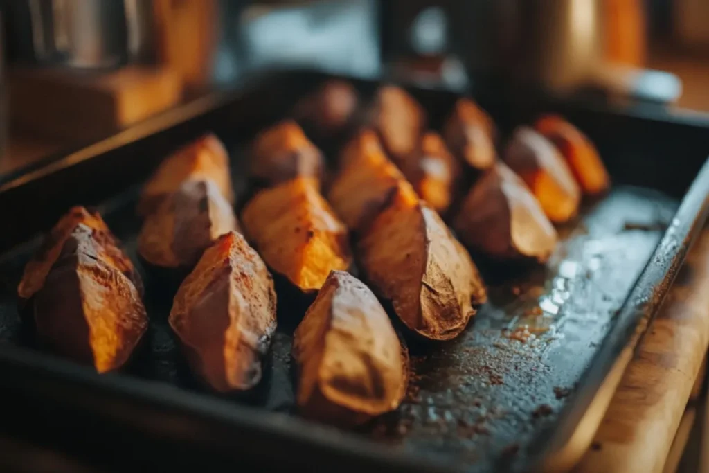 Roasting sweet potatoes in the oven