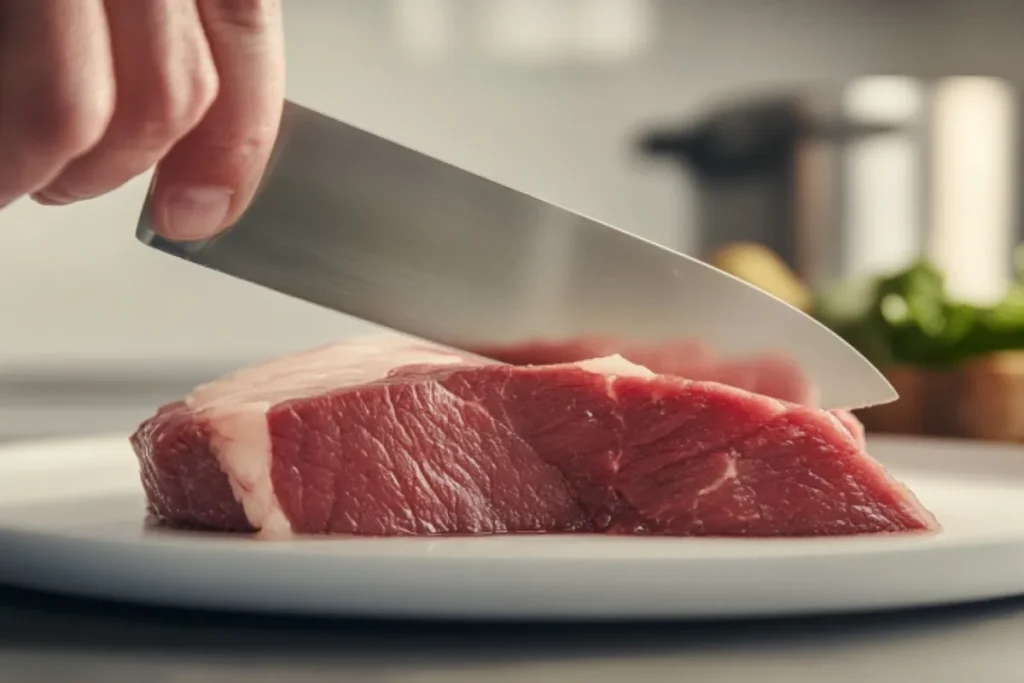 Slicing beef against the grain