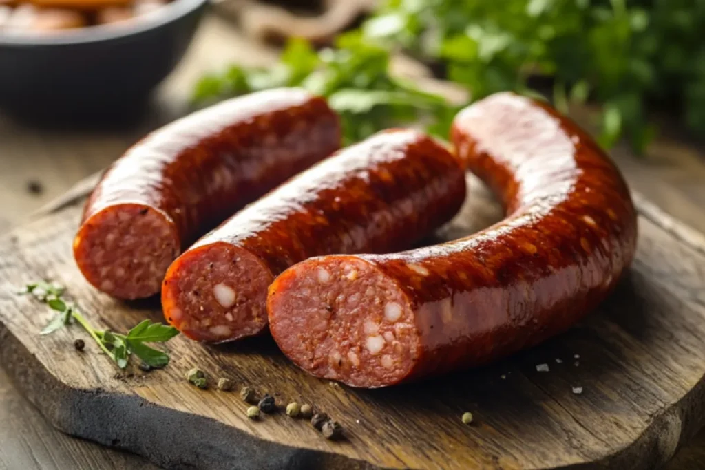 Kielbasa Recipes – Close-up of Smoked Kielbasa Slices